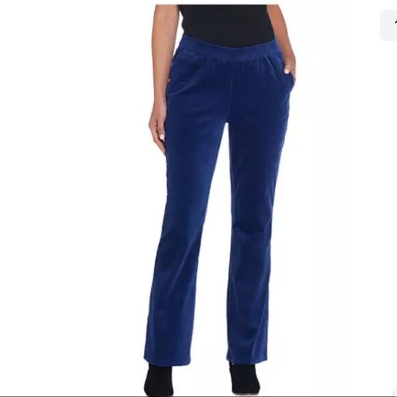 Denim & Co Petite Stretch Corduroy Pull- On Lightly Bootcut Pants - Picture 1 of 5